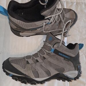Merrell Gray Hiking Boots with Blue Accents